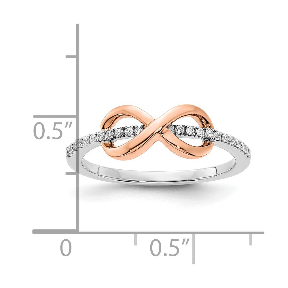 14K Bicolor Weiß- & Roségold polierter Infinity Ring mit echten Diamanten