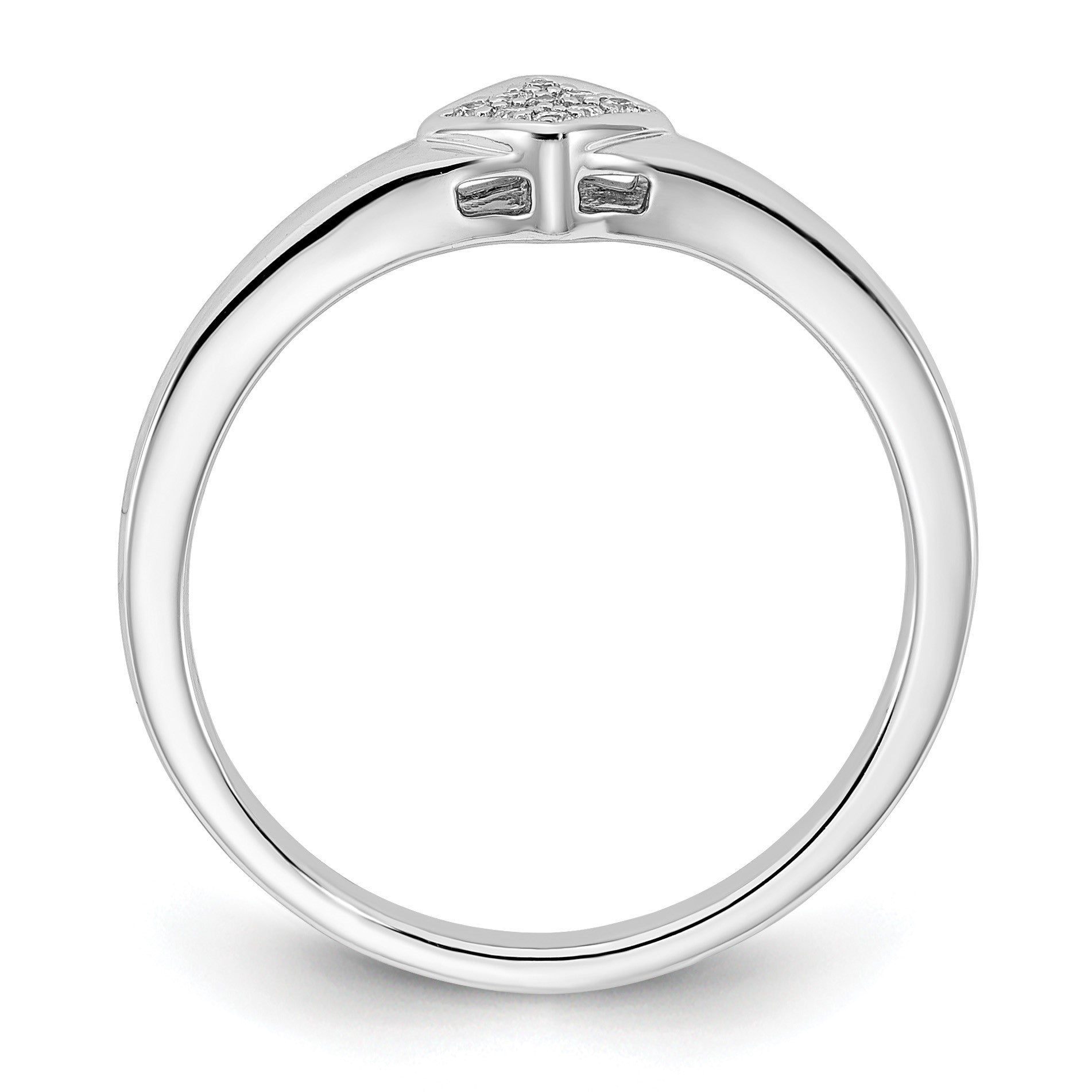 14K Weißgold Ring mit poliertem Fantasie-Echtdiamant