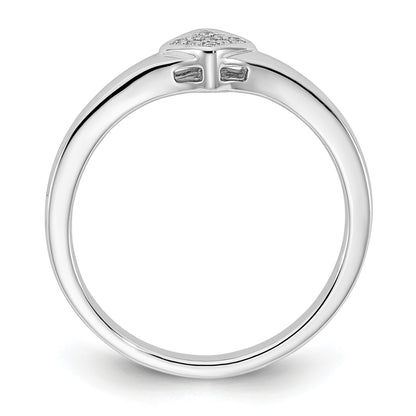 14K Weißgold Ring mit poliertem Fantasie-Echtdiamant