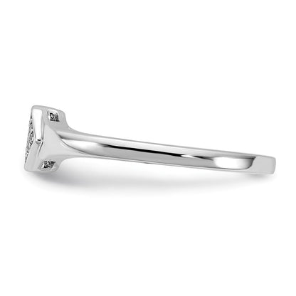 14K Weißgold Ring mit poliertem Fantasie-Echtdiamant