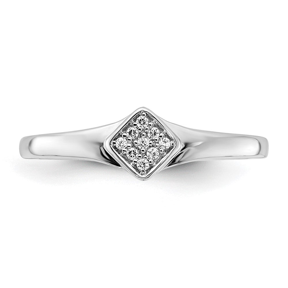 14K Weißgold Ring mit poliertem Fantasie-Echtdiamant