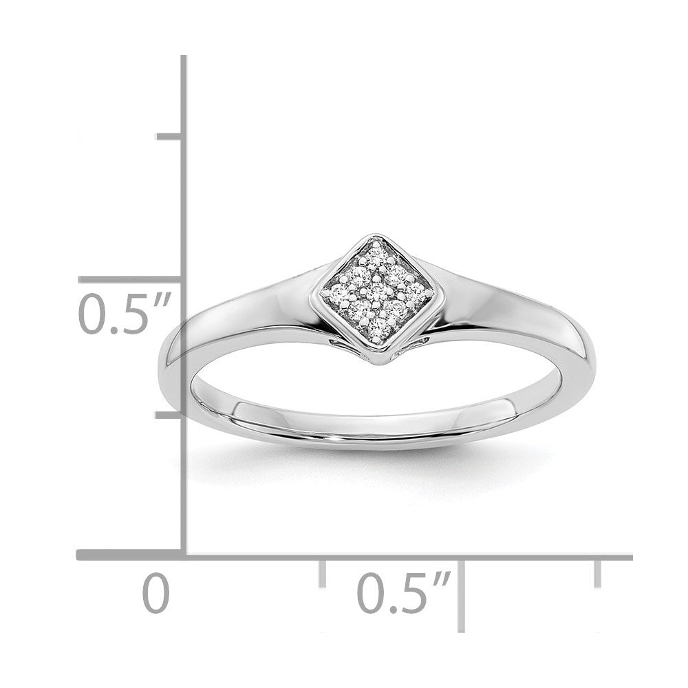 14K Weißgold Ring mit poliertem Fantasie-Echtdiamant