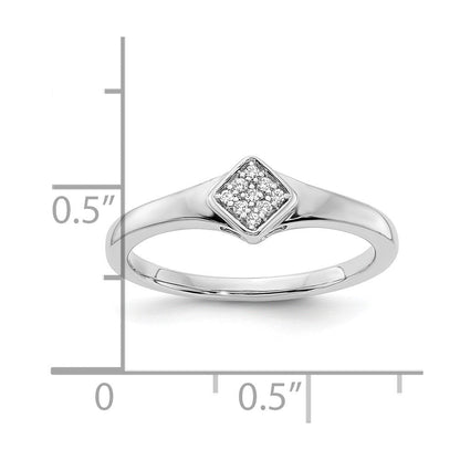 14K Weißgold Ring mit poliertem Fantasie-Echtdiamant