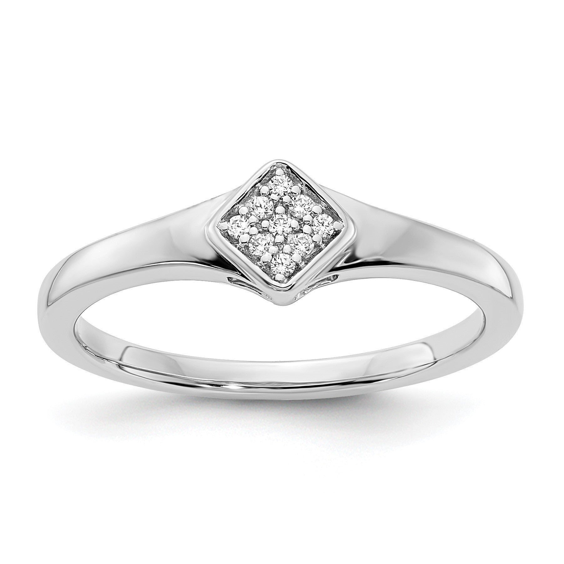 14K Weißgold Ring mit poliertem Fantasie-Echtdiamant
