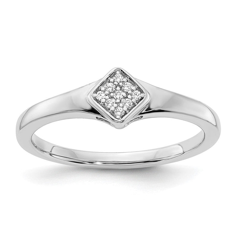 14K Weißgold Ring mit poliertem Fantasie-Echtdiamant