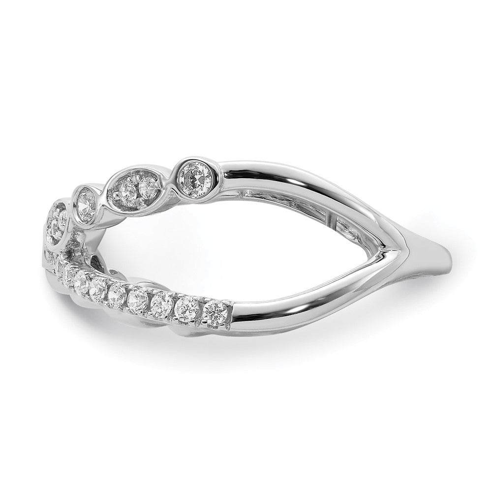 14K Weißgold Ring mit Kreuzmuster, poliert, mit echten Diamanten
