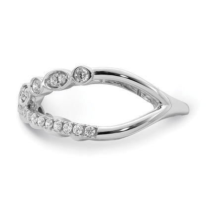 14K Weißgold Ring mit Kreuzmuster, poliert, mit echten Diamanten