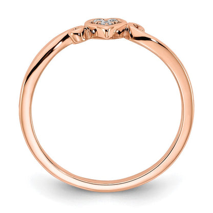 10K Roségold 10K Poliert Herz Diamant Ring