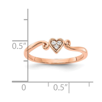10K Roségold 10K Poliert Herz Diamant Ring