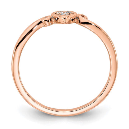 14K Roségold Herz-Ring mit echtem Diamant, poliert