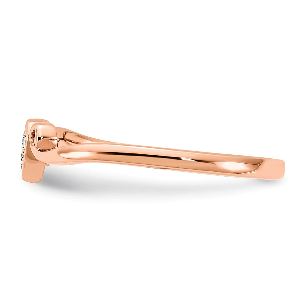 14K Roségold Herz-Ring mit echtem Diamant, poliert
