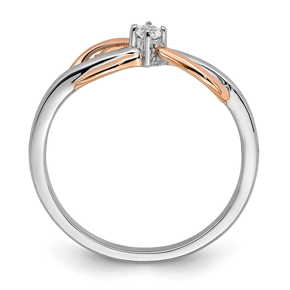 14K Bicolor Gold (Weiß & Rosé) Polierter Infinity Ring mit echten Diamanten