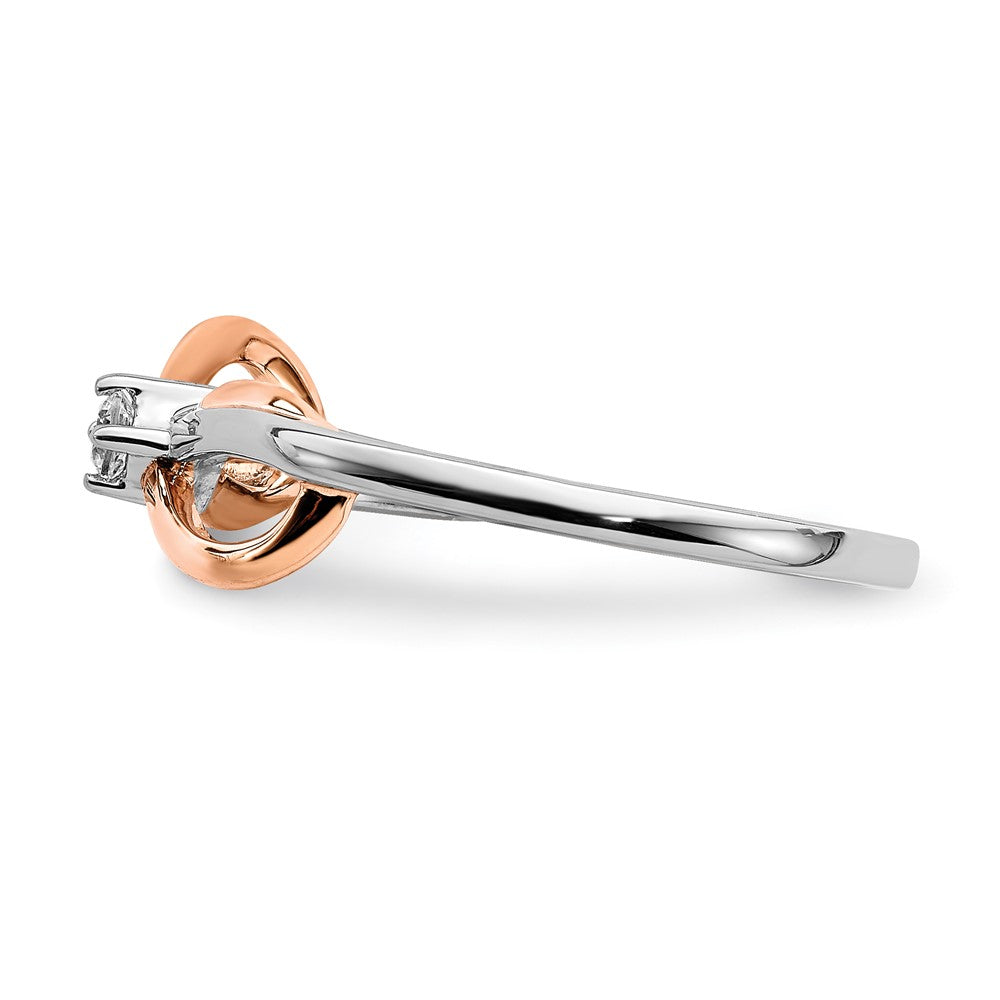 14K Bicolor Gold (Weiß & Rosé) Polierter Infinity Ring mit echten Diamanten