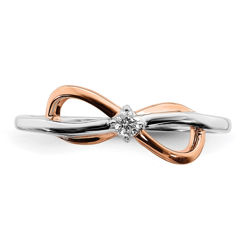 14K Bicolor Gold (Weiß & Rosé) Polierter Infinity Ring mit echten Diamanten