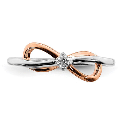 14K Bicolor Gold (Weiß & Rosé) Polierter Infinity Ring mit echten Diamanten