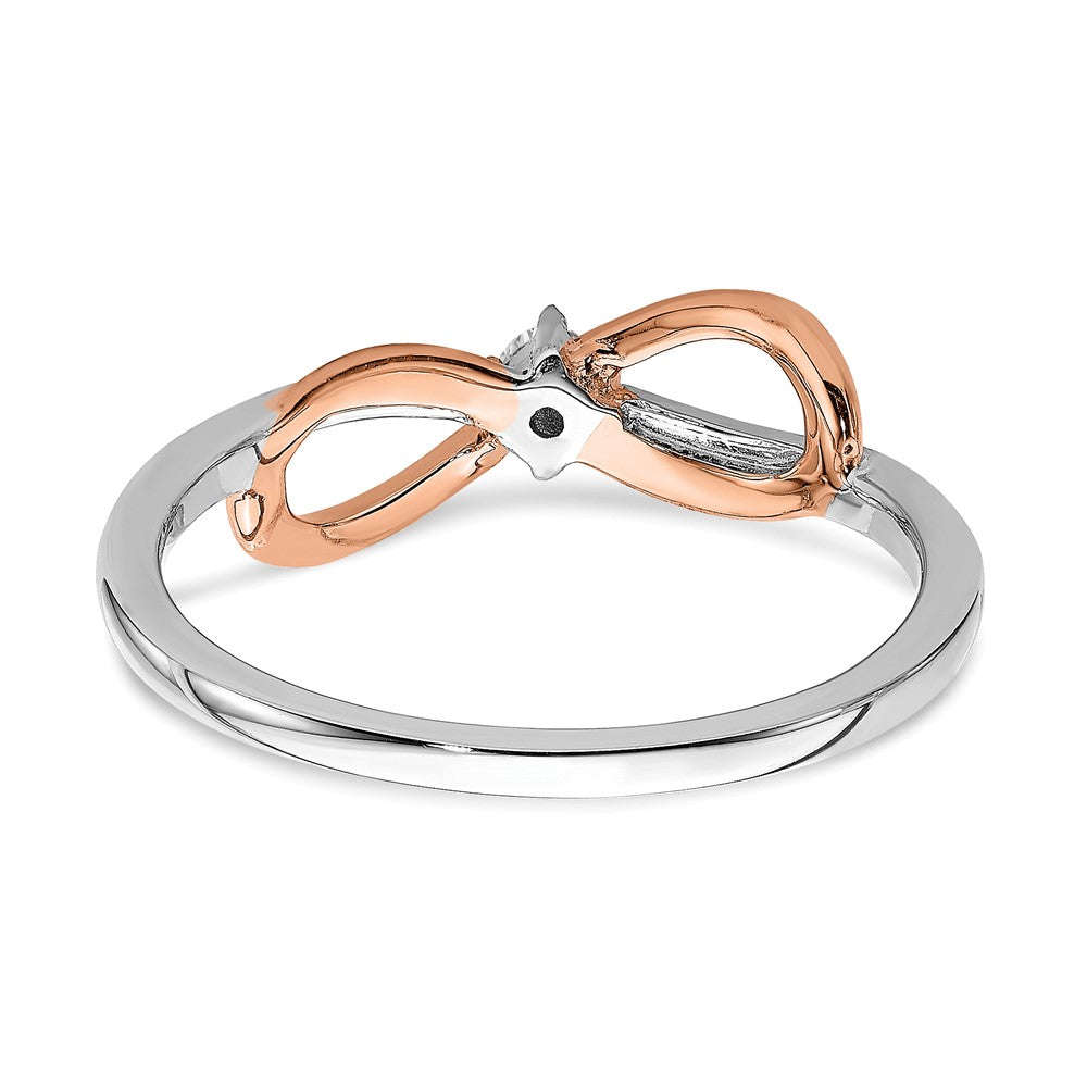 14K Bicolor Gold (Weiß & Rosé) Polierter Infinity Ring mit echten Diamanten