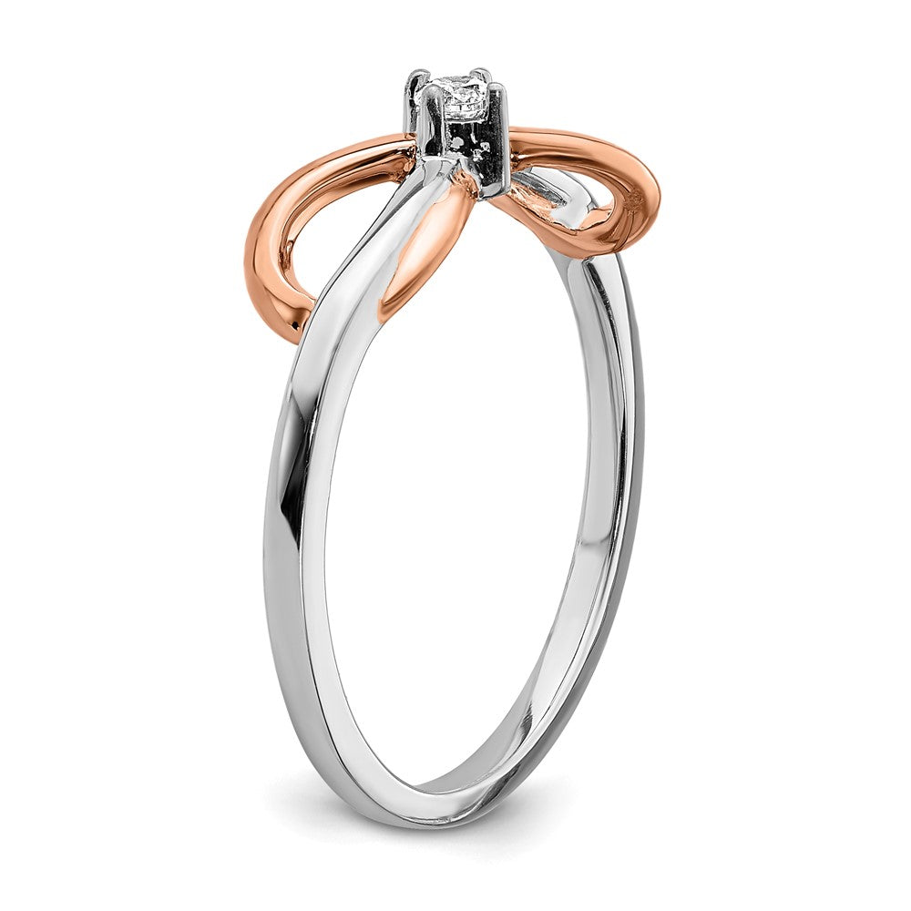 14K Bicolor Gold (Weiß & Rosé) Polierter Infinity Ring mit echten Diamanten