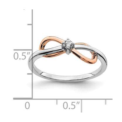 14K Bicolor Gold (Weiß & Rosé) Polierter Infinity Ring mit echten Diamanten