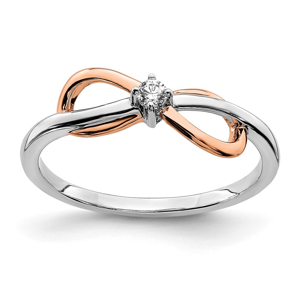 14K Bicolor Gold (Weiß & Rosé) Polierter Infinity Ring mit echten Diamanten