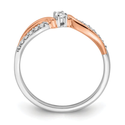 14K Weiß- und Roségold Polierter Diamantring mit Fantasieschliff, echte Diamanten