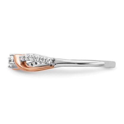 14K Weiß- und Roségold Polierter Diamantring mit Fantasieschliff, echte Diamanten