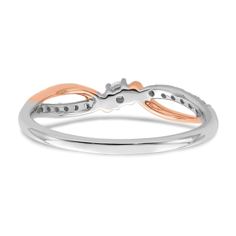 14K Weiß- und Roségold Polierter Diamantring mit Fantasieschliff, echte Diamanten