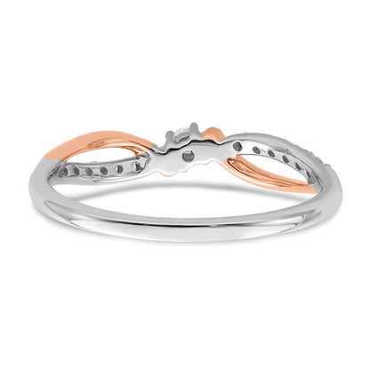 14K Weiß- und Roségold Polierter Diamantring mit Fantasieschliff, echte Diamanten