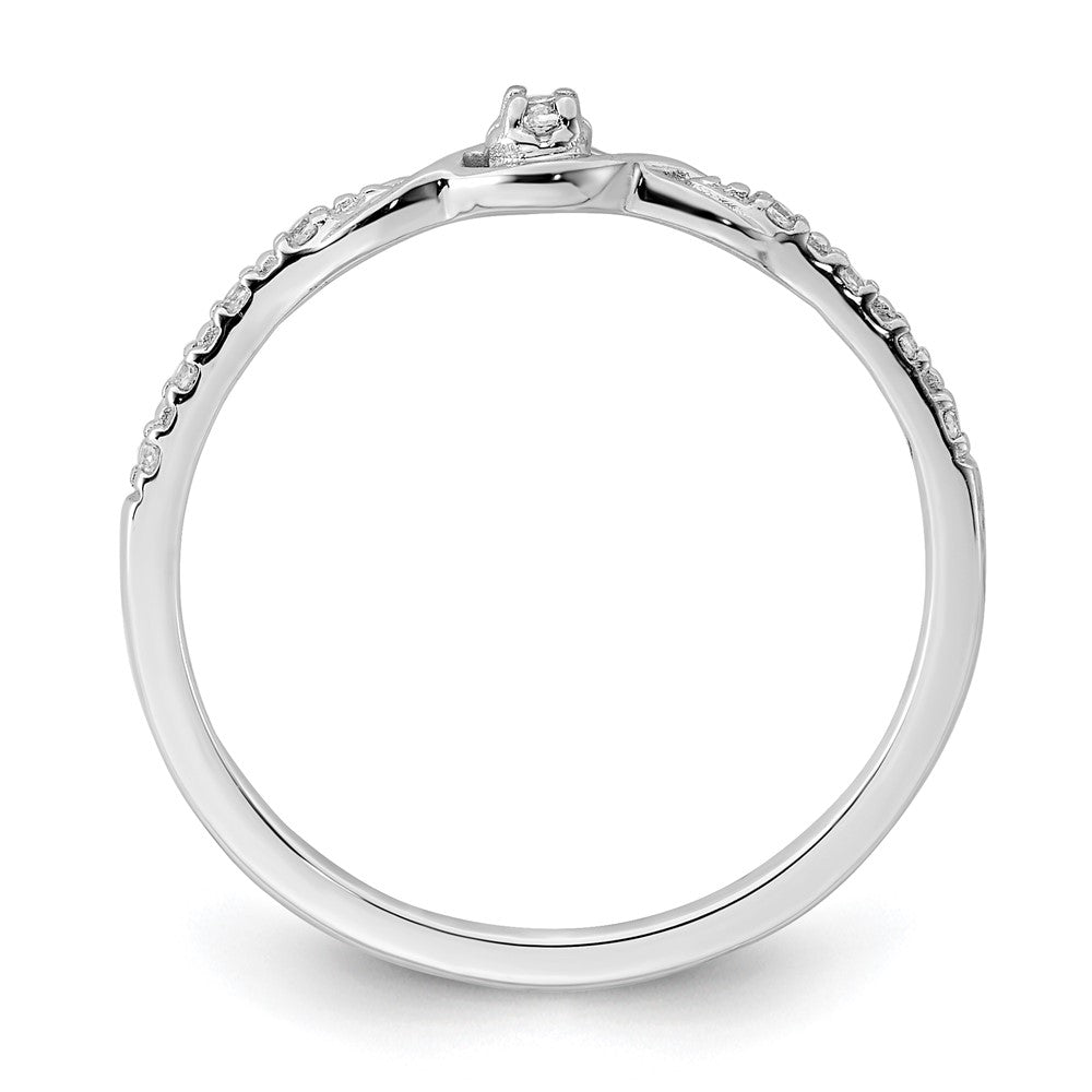 14K Weißgold Ring, poliert, mit echten Fancy-Diamanten