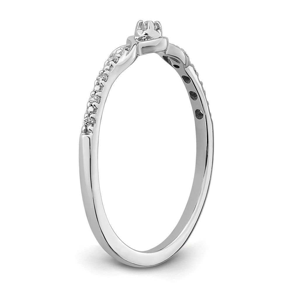 14K Weißgold Ring, poliert, mit echten Fancy-Diamanten