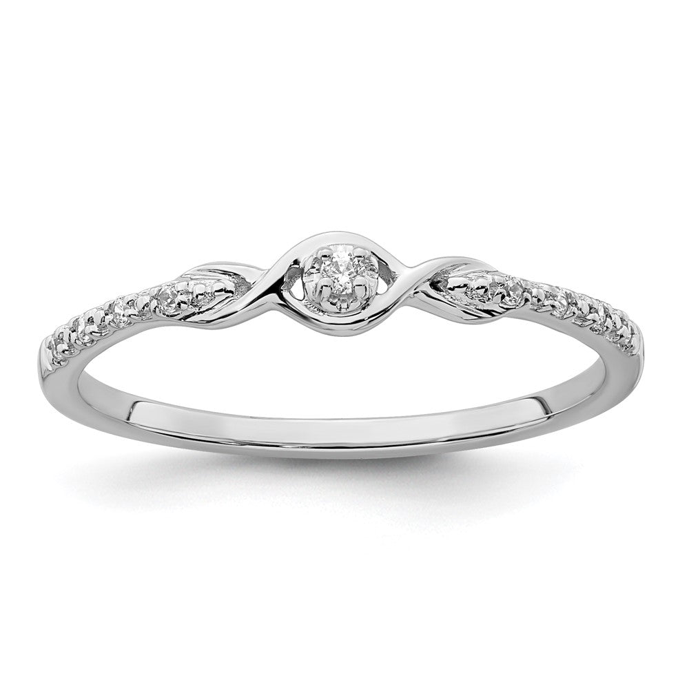14K Weißgold Ring, poliert, mit echten Fancy-Diamanten