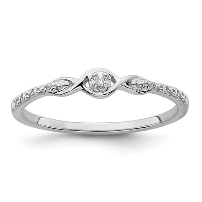 14K Weißgold Ring, poliert, mit echten Fancy-Diamanten