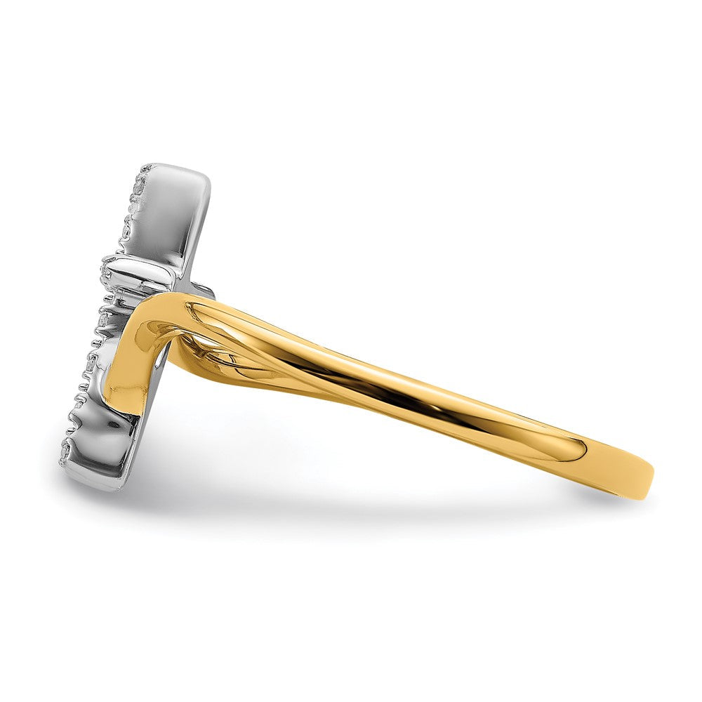 14K Bicolor-Gold Kreuz-Ring mit Diamanten, poliert