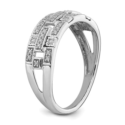 14K Weißgold Ring mit Diamanten, poliert, Fantasie-Design