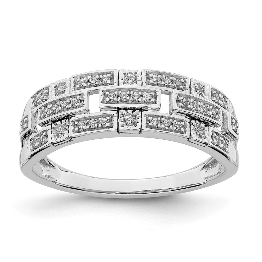 14K Weißgold Ring mit Diamanten, poliert, Fantasie-Design