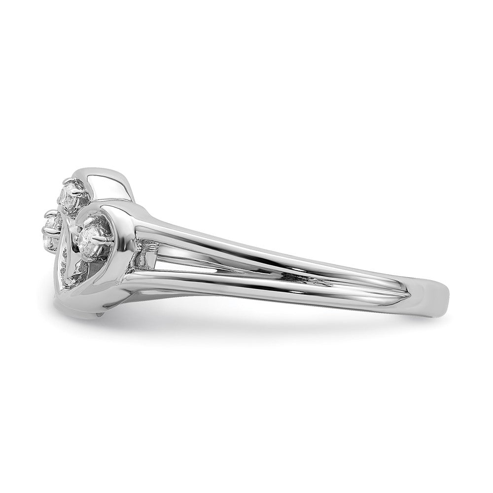 14K Weißgold Polierter Doppelherz Diamant-Ring