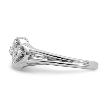 14K Weißgold Polierter Doppelherz Diamant-Ring
