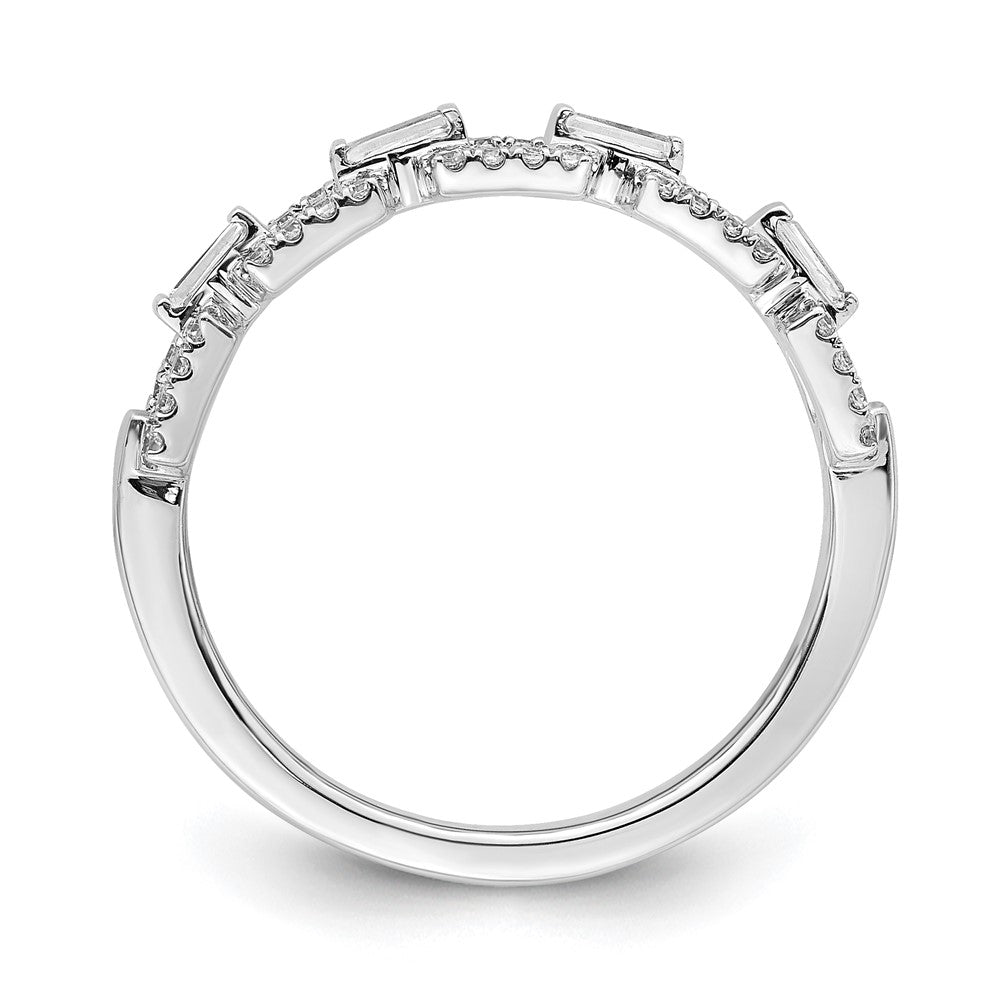 14K Weißgold Ring mit polierten Quadraten und echten Diamanten