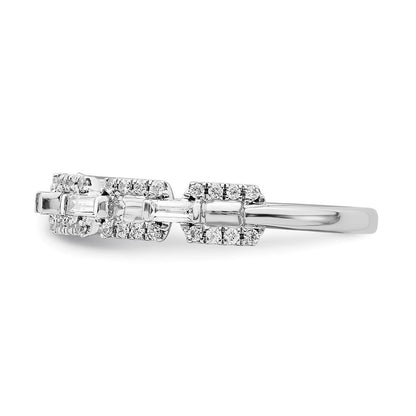 14K Weißgold Ring mit polierten Quadraten und echten Diamanten