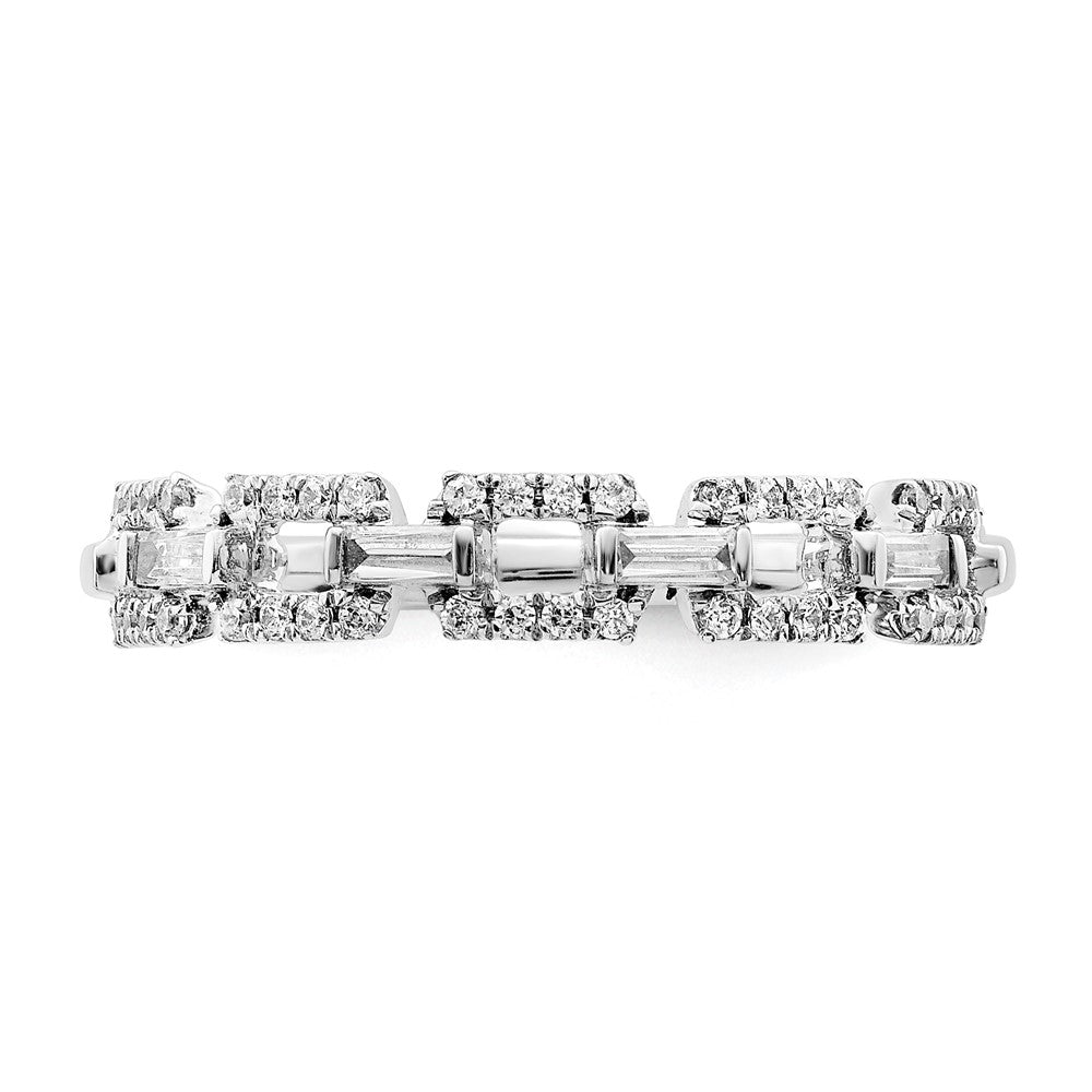 14K Weißgold Ring mit polierten Quadraten und echten Diamanten