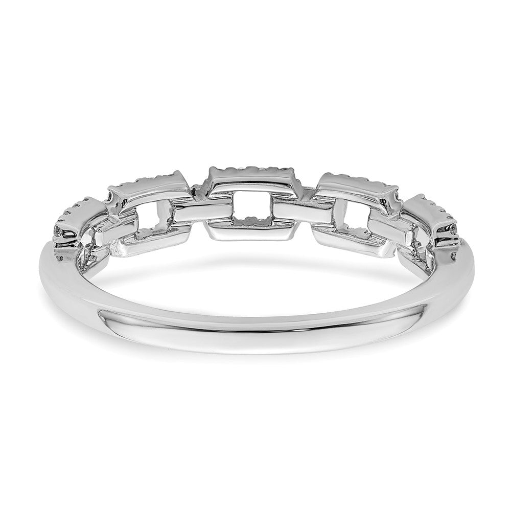 14K Weißgold Ring mit polierten Quadraten und echten Diamanten