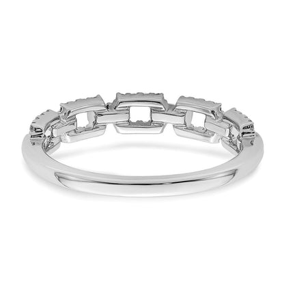 14K Weißgold Ring mit polierten Quadraten und echten Diamanten