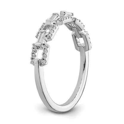14K Weißgold Ring mit polierten Quadraten und echten Diamanten