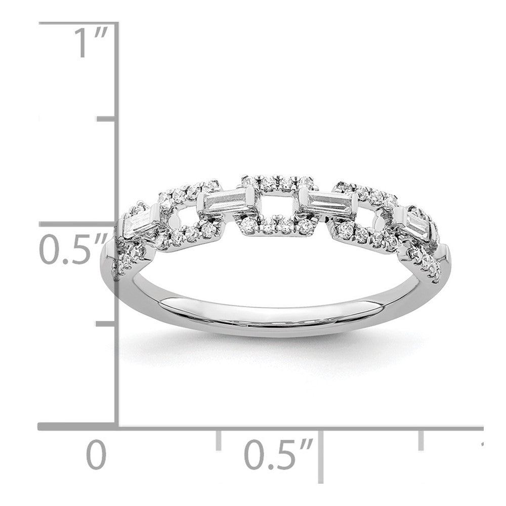 14K Weißgold Ring mit polierten Quadraten und echten Diamanten
