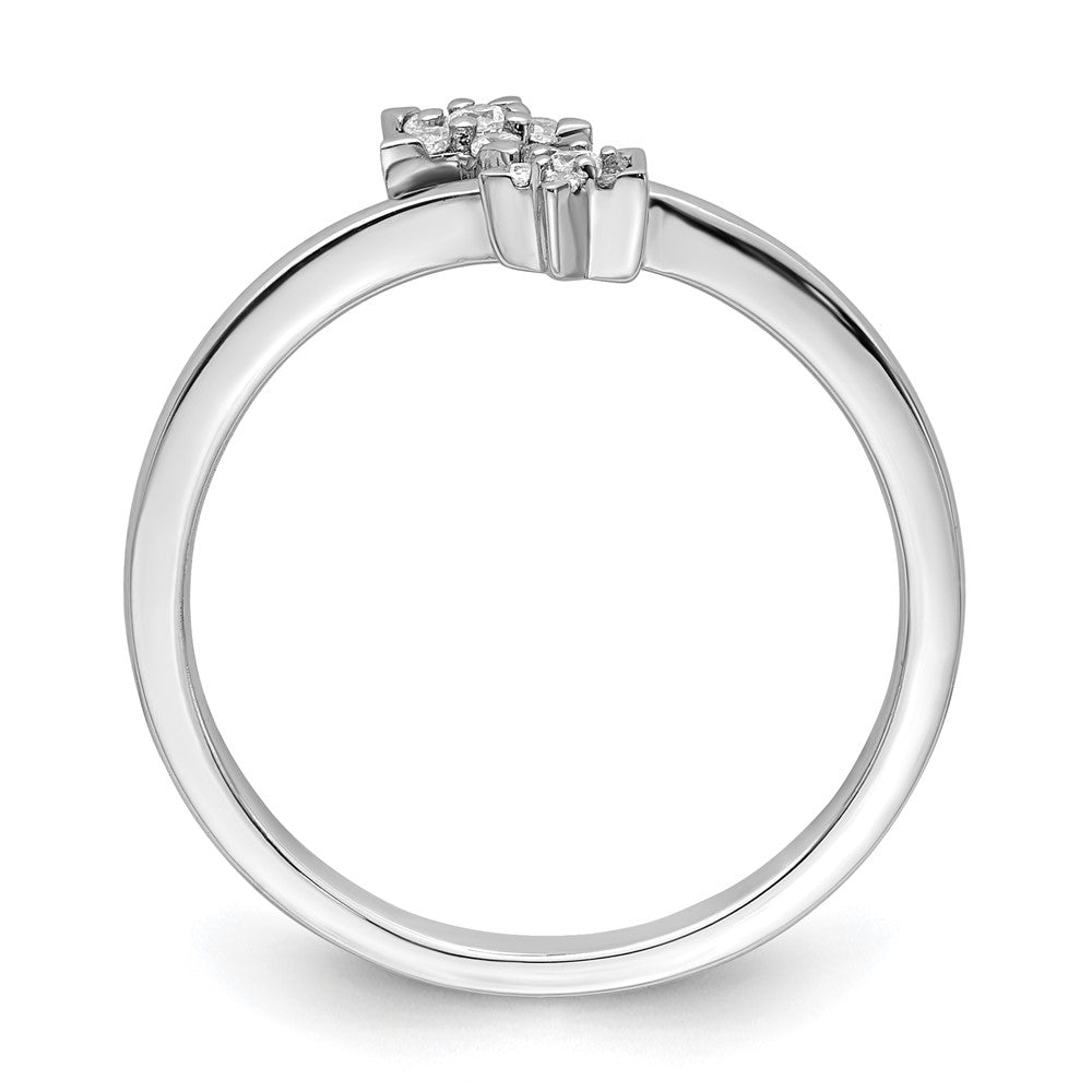 14K Weißgold Ring mit echten Diamanten, Stern-Überkreuz-Design
