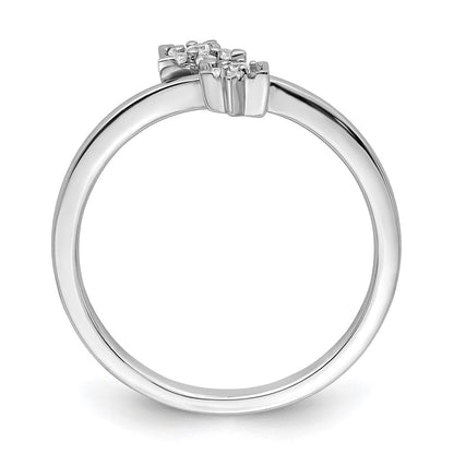 14K Weißgold Ring mit echten Diamanten, Stern-Überkreuz-Design