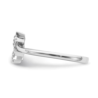 14K Weißgold Ring mit echten Diamanten, Stern-Überkreuz-Design