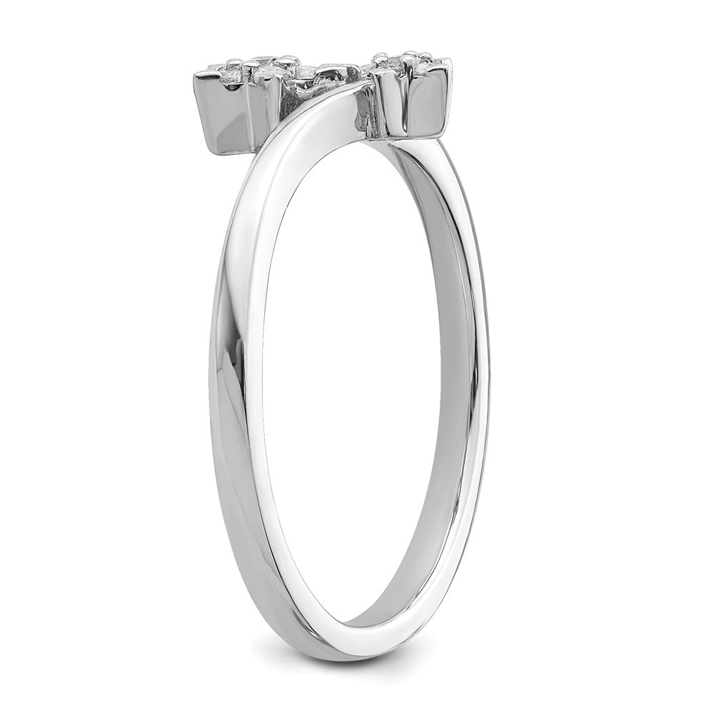 14K Weißgold Ring mit echten Diamanten, Stern-Überkreuz-Design