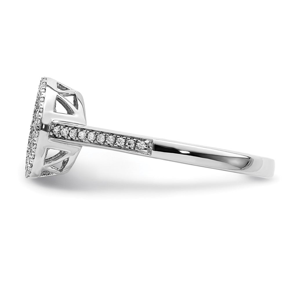 14K Weißgold Ring mit Pavé-Diamanten in Kreisform, poliert