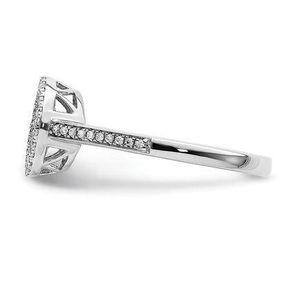 14K Weißgold Ring mit Pavé-Diamanten in Kreisform, poliert
