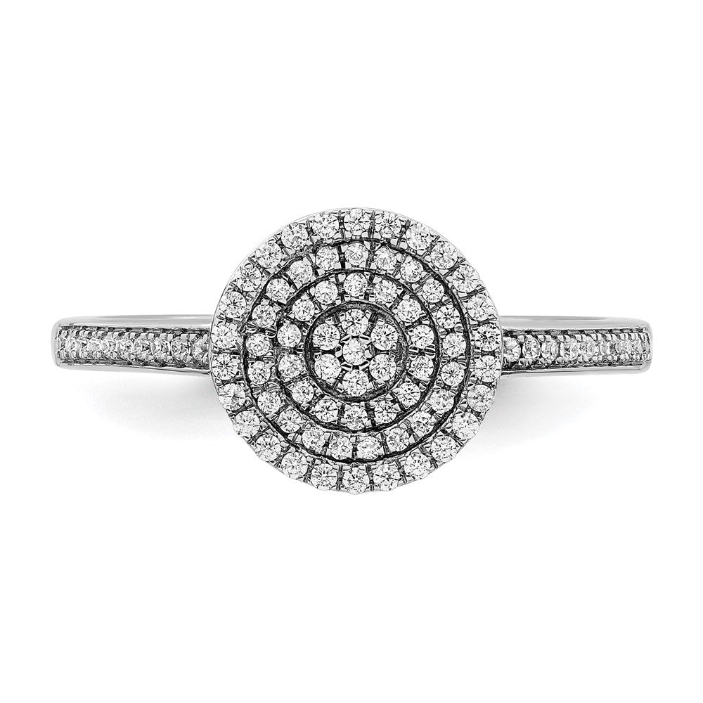 14K Weißgold Ring mit Pavé-Diamanten in Kreisform, poliert